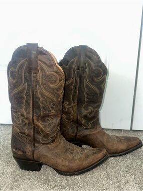 J.B. Dillon Brown Western Leather Heeled Boots